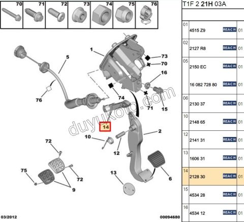 Debriyaj Teli ile Pedal Ara Aparat  P206 1.4HDİ Euro4 02/11