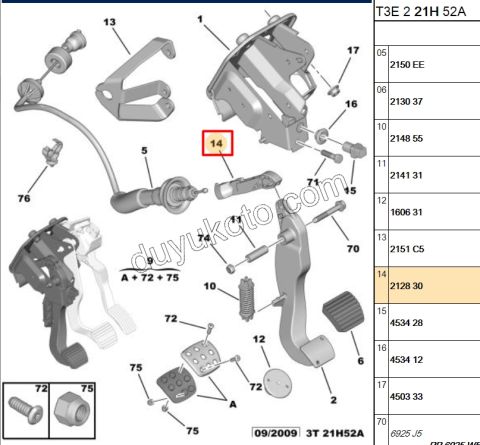 Debriyaj Teli ile Pedal Ara Aparat  P206 1.4HDİ Euro4 02/11