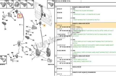 KILIT BAGAJ KAPAK UST R PBP 2P