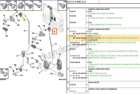KILIT BAGAJ KAPAK UST R PBP 2P