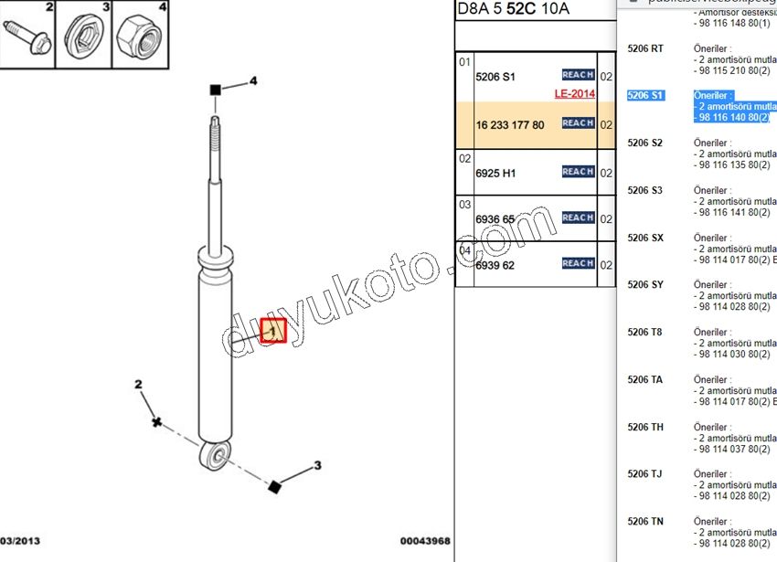 Arka Amortisör P406