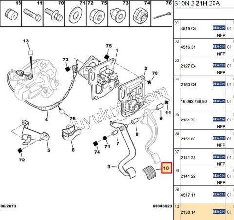 LASTIK PEDAL DEBRIYAJ + FREN P106