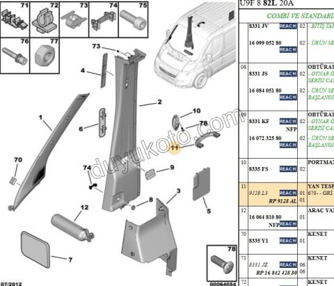 Tavan Tutamaç Ön Kolçak BXR2 BXR3