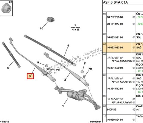 KOL CAM SILGI METAL R P2081 C3 B618 9673292080
