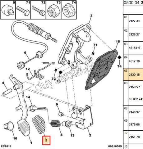 LASTIK PEDAL DEBRIYAJ P106 P206 P306 P207 P307 EXP3