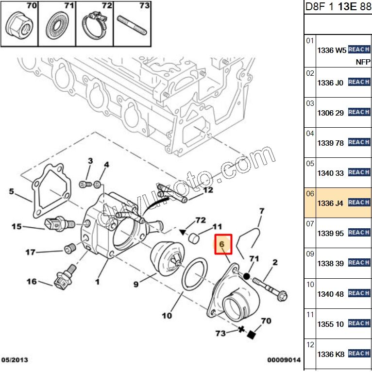Termostat Kapağı 1.8L 110HP/2.0L 150HP