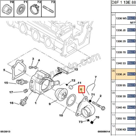 Termostat Kapağı 1.8L 110HP/2.0L 150HP