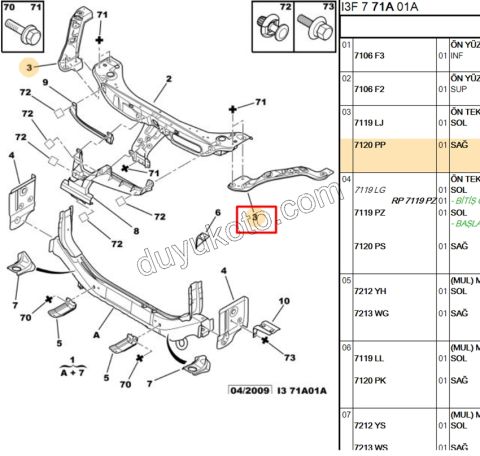 SAC FAR BAGLANTI ON PANEL YAN R P4007