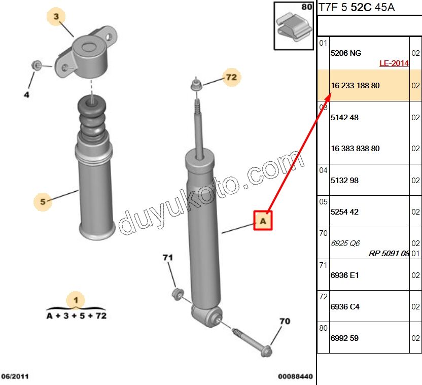 Arka Amortisör P3081 C42 P307