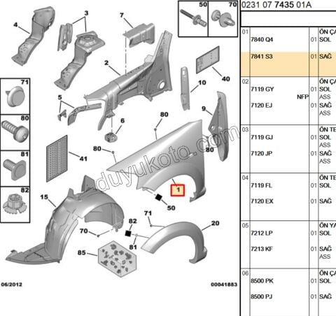 Çamurluk Ön Sağ C31MQ 2006/2010