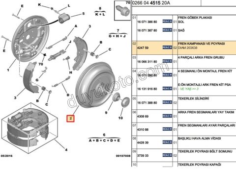 Arka Fren Kampanası P2081 P301 C33 (RULMAN+ SENS+)