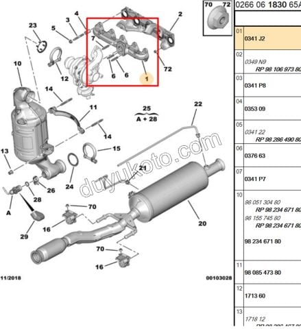 MANIFOLD EGZOZ 1.6HDİ Euro4/Euro5/Euro61.5HDİ Euro6 FRD