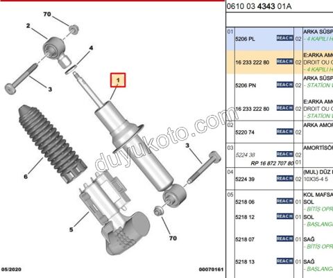 Arka Amortisör P407 C53 P5081