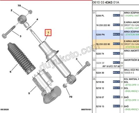 Arka Amortisör P407 C53 P5081
