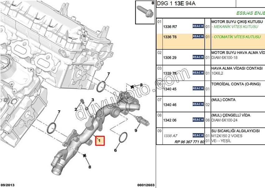 SU KOLLEKTORU MOTOR ARKA P406 P607 3.0 V6 Benzinli OTOM VITES