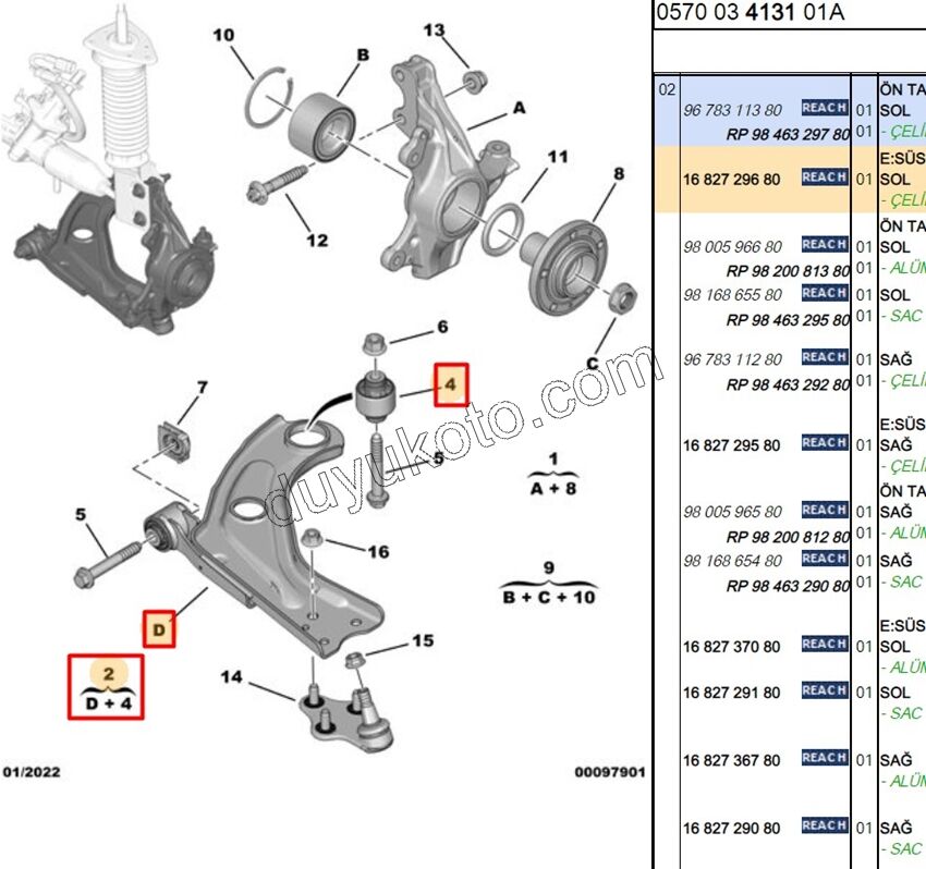 Salıncak Sol P3082 P3083 P5082 C4PC2 GRLX
