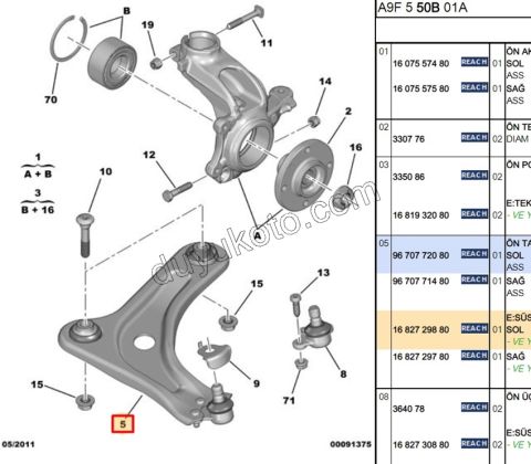 Salıncak Sol P2081 EB2 1.6HDİ Euro4 C 1.6HDİ Euro5