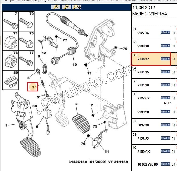 YAY DEBRIYAJ PEDAL ALTI PRT1 PRT2 1.9D, 1998/2003