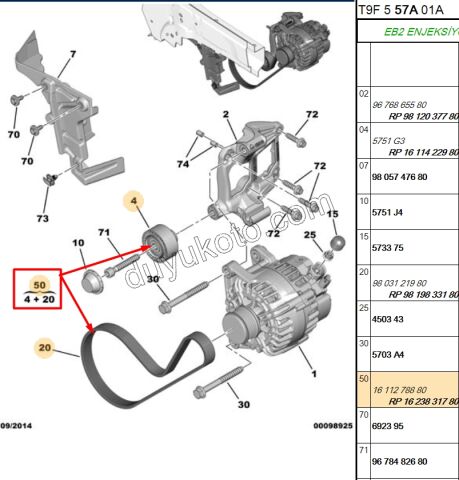 KIT KAYIS ALTER EB2 AC YOK S&S YOK 1611422980 + 9819833180 =6PK0848
