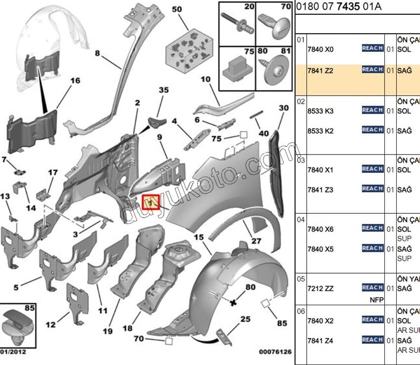 Çamurluk Ön Sağ C3PCS