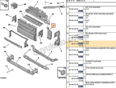 ON PANEL YAN DAYANAK R P30082 DB4 CMBE
