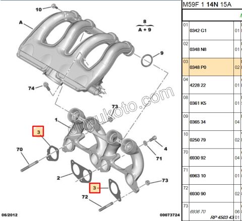 CONTA MANIFOLD EGZOZ YAN X 2 1.9D, 1998/2003