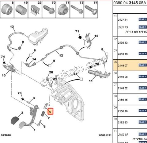 Debriyaj Pedalı Üst Bağlantı Burcu (Erkek)   EXP3 DW10 8V