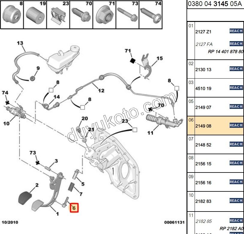 Debriyaj Pedalı Alt Bağlantı Burcu (Dişi)   EXP3 DW10 8V