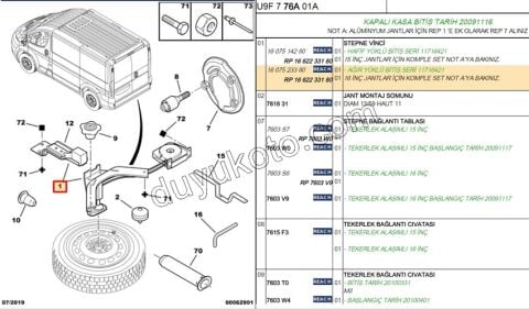 STEPNE MEKANIZMANSI BXR3 KAPALI + KASALI 15JANT / 16JANT 7603.W1