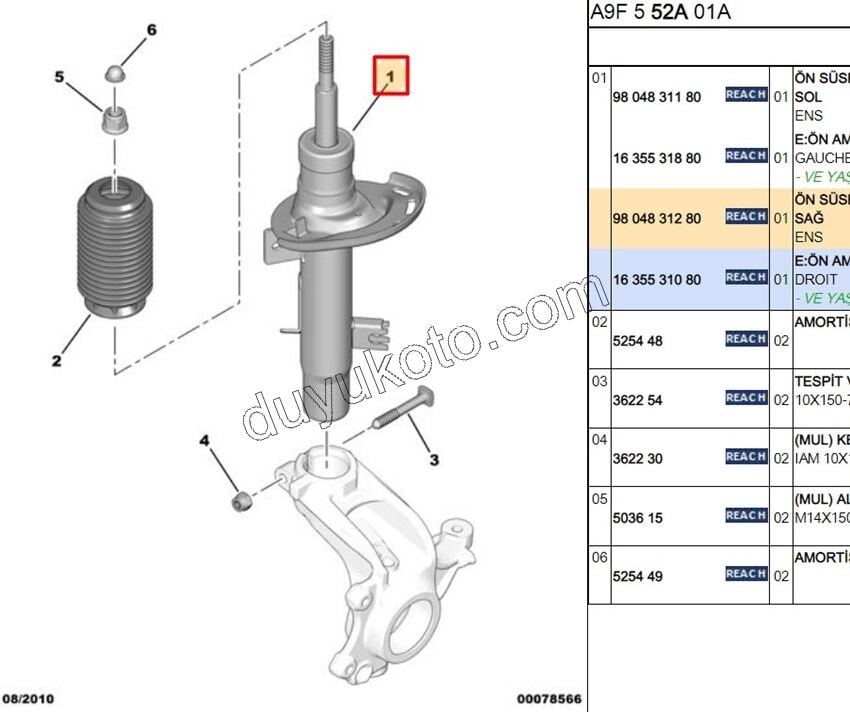 Ön Sağ Amortisör P2081