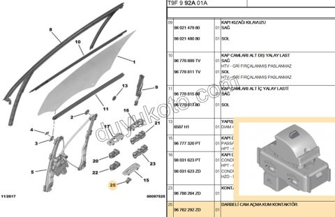 Sağ Ön Cam Açma Anahtarı ARKA R/L P3082 EXP4 4PIN SIYAH