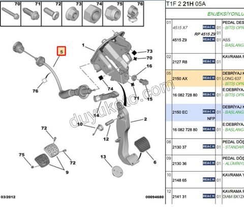 Debriyaj Teli P206 TU3JP ET3J4 1.6İ 16V Benzinli