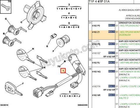 KONTAK ANAHTARI GOVDELI P206 MULTIP+