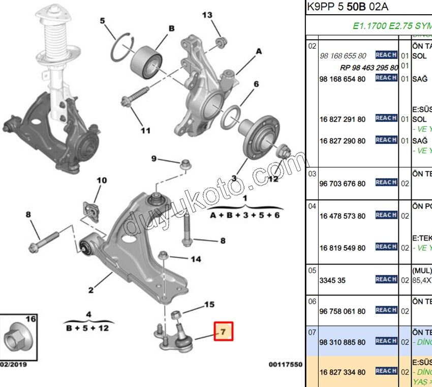 2019> Partner Rifter Berlingo Combo Doblo Proace City Rotil
