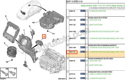 Kalorifer Rezistansı YM PRT3 EXP3