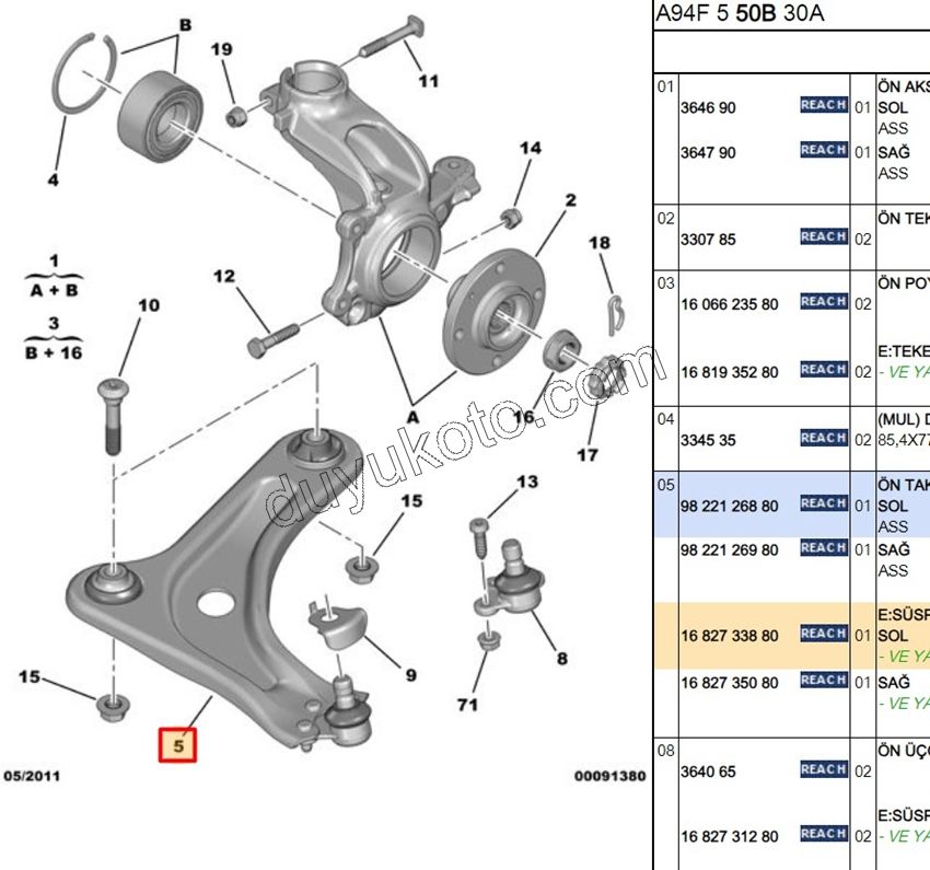 Salıncak Sol P20081 1.5HDİ Euro6