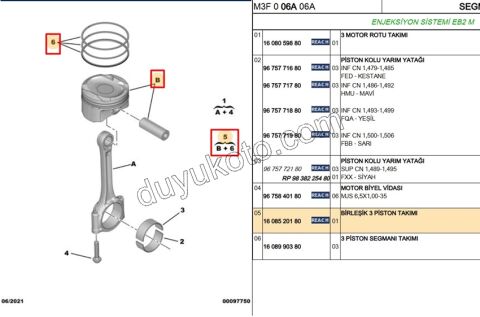 PISTON + SEGMAN X 3AD STD EB2 SEGMAN