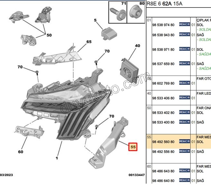 Peugeot 508 Far Bağlantı Ayağı Sol 2023 Sonrası