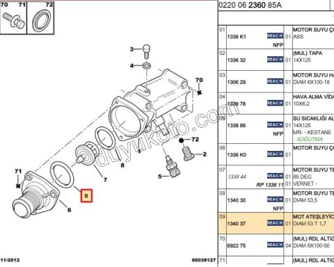 CONTA ORING TERMOSTAT KAPAK DIAM 53 T 1,7 1336.K0 IN