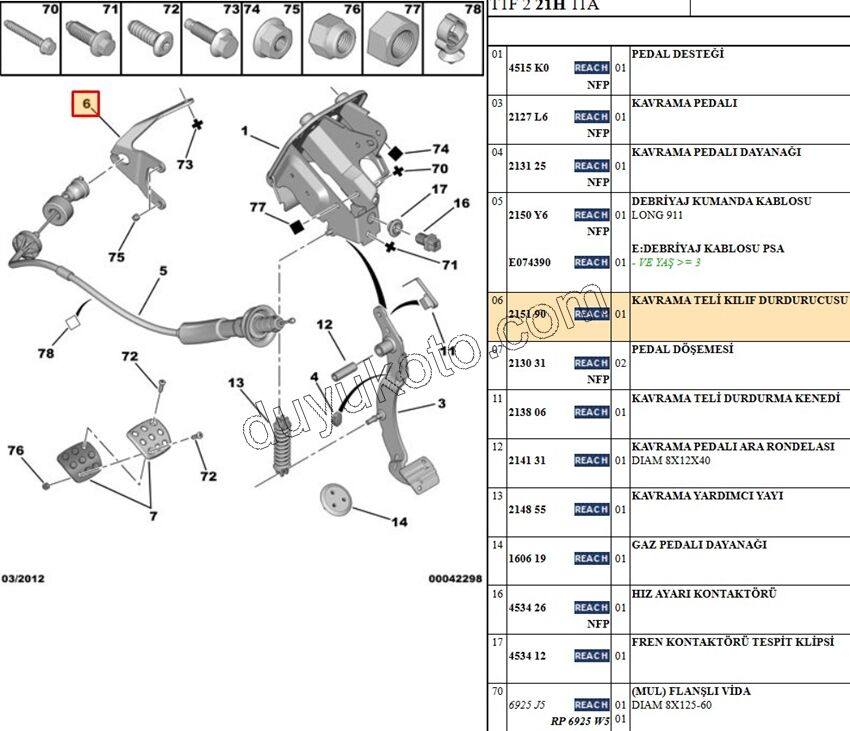 Debriyaj Teli Bağlantı Ayağı  PRT2