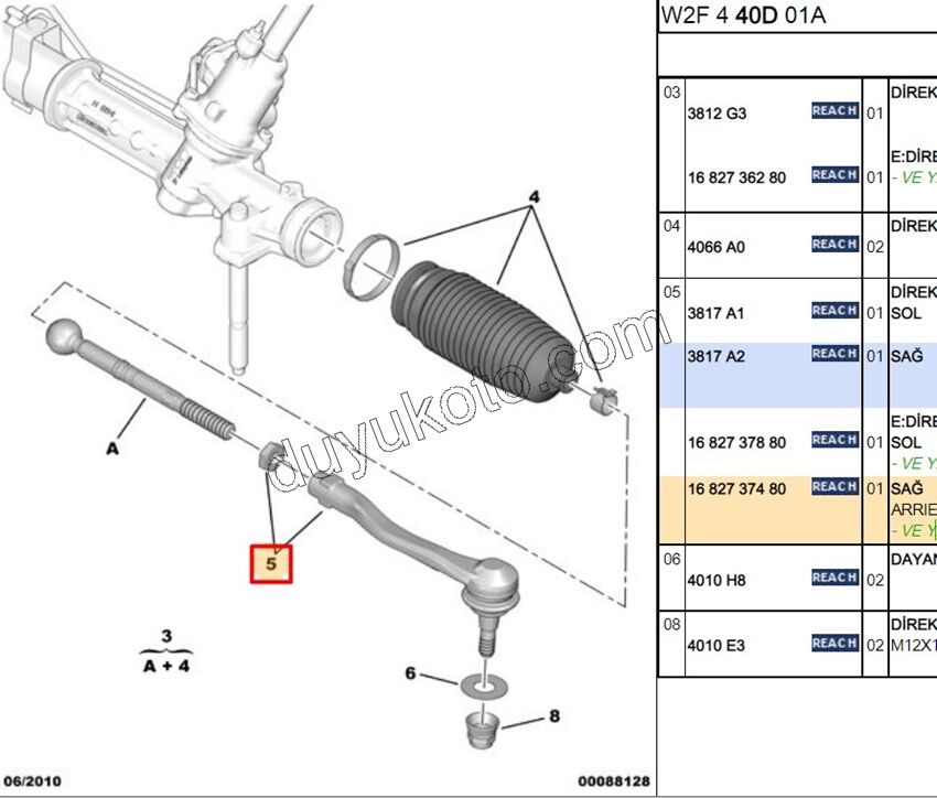 Sol Rot Başı P5081 DW10C