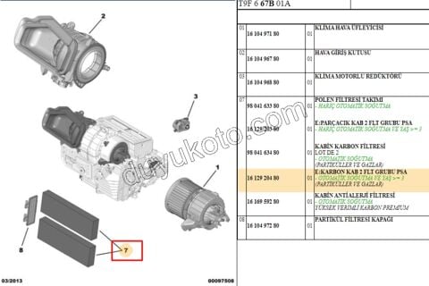 Peugeot 308 Polen Filtresi T9 Otomatik Klimalı 2013/ 2017