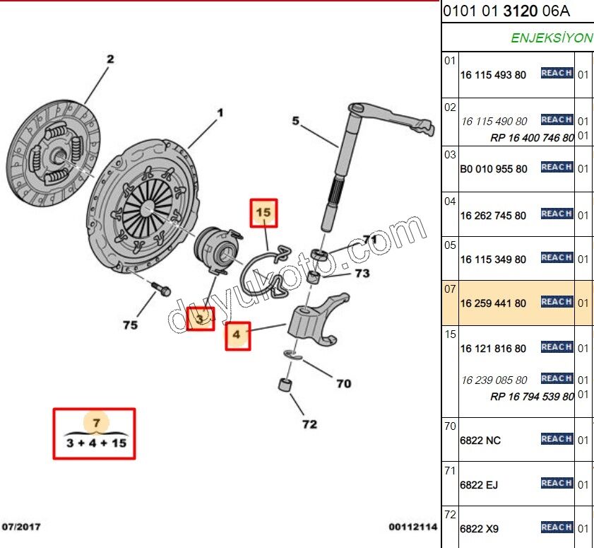 RULMAN DEBRIYAJ VE CATAL KIT P108 C12