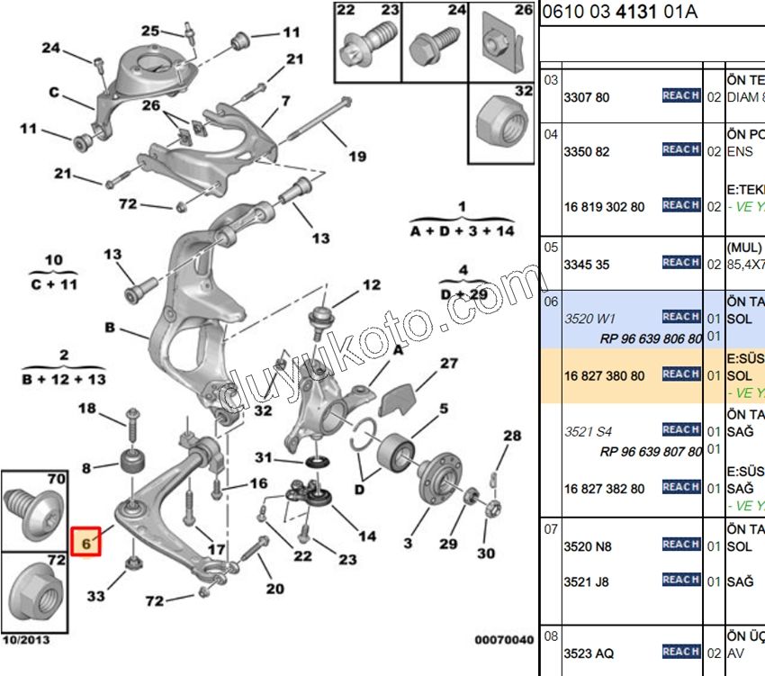 Salıncak Sol C53 1.6HDİ Euro4 2008/2011 KUCUK BURC EURO4