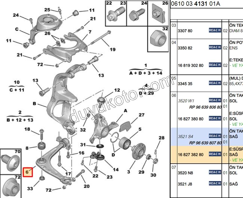 Salıncak Sağ C53 1.6HDİ Euro4 2008/2011 KUCUK BURC EURO4