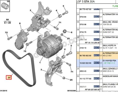Alternatör V Kayışı 6PK0953 P4008 1.6HDİ Euro5