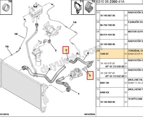 ORING CONTA SOGUTMA BORU BXR3MQ DW12R