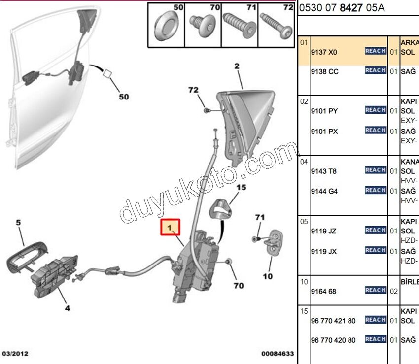 KILIT KAPI ARKA IC L DS41