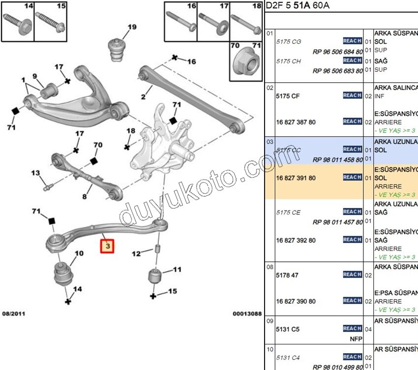Arka Dingil Denge Kolu Sol P407 P5081 C53