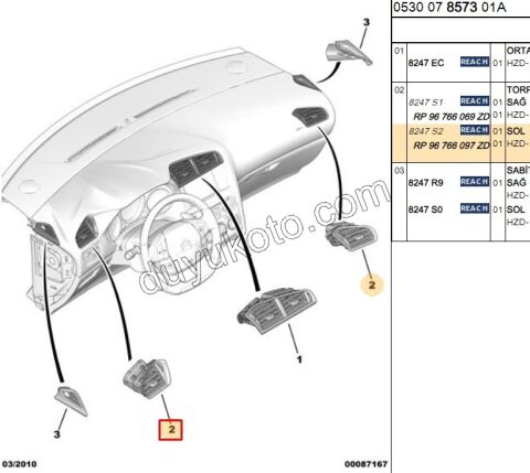 Kalorifer Hava Izgarası Sol (Sürücü) Tarafı C42